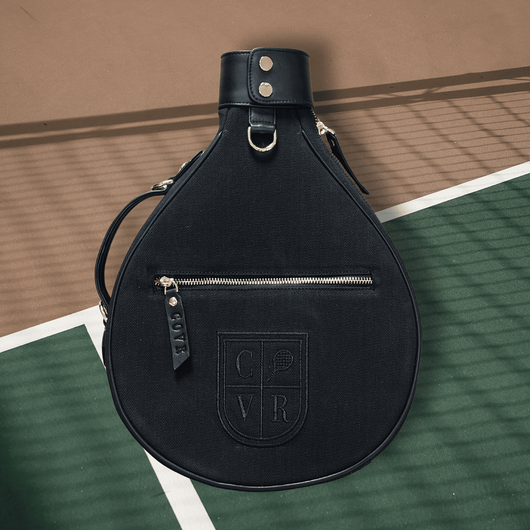 Natural Canvas & Total Black Leather Padel Racket Cover