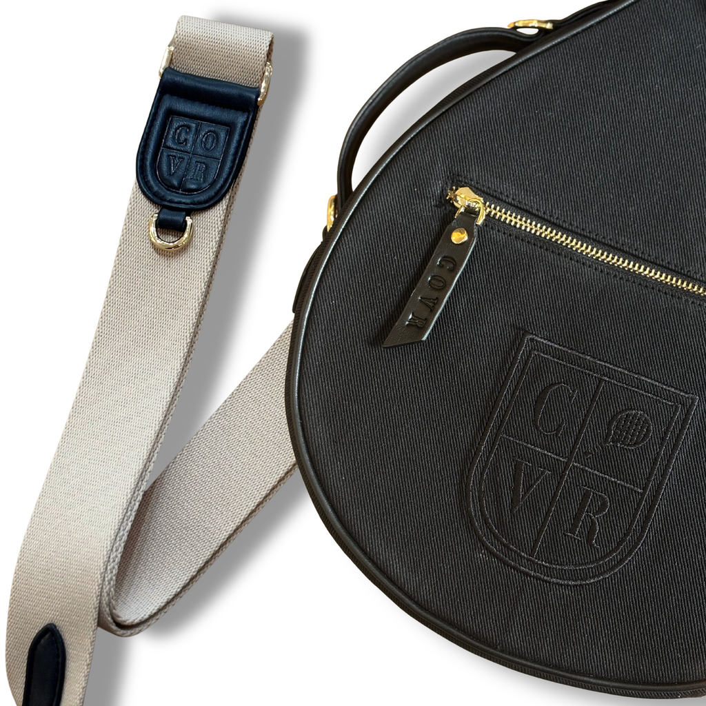 Natural Canvas & Total Black Leather Padel Racket Cover