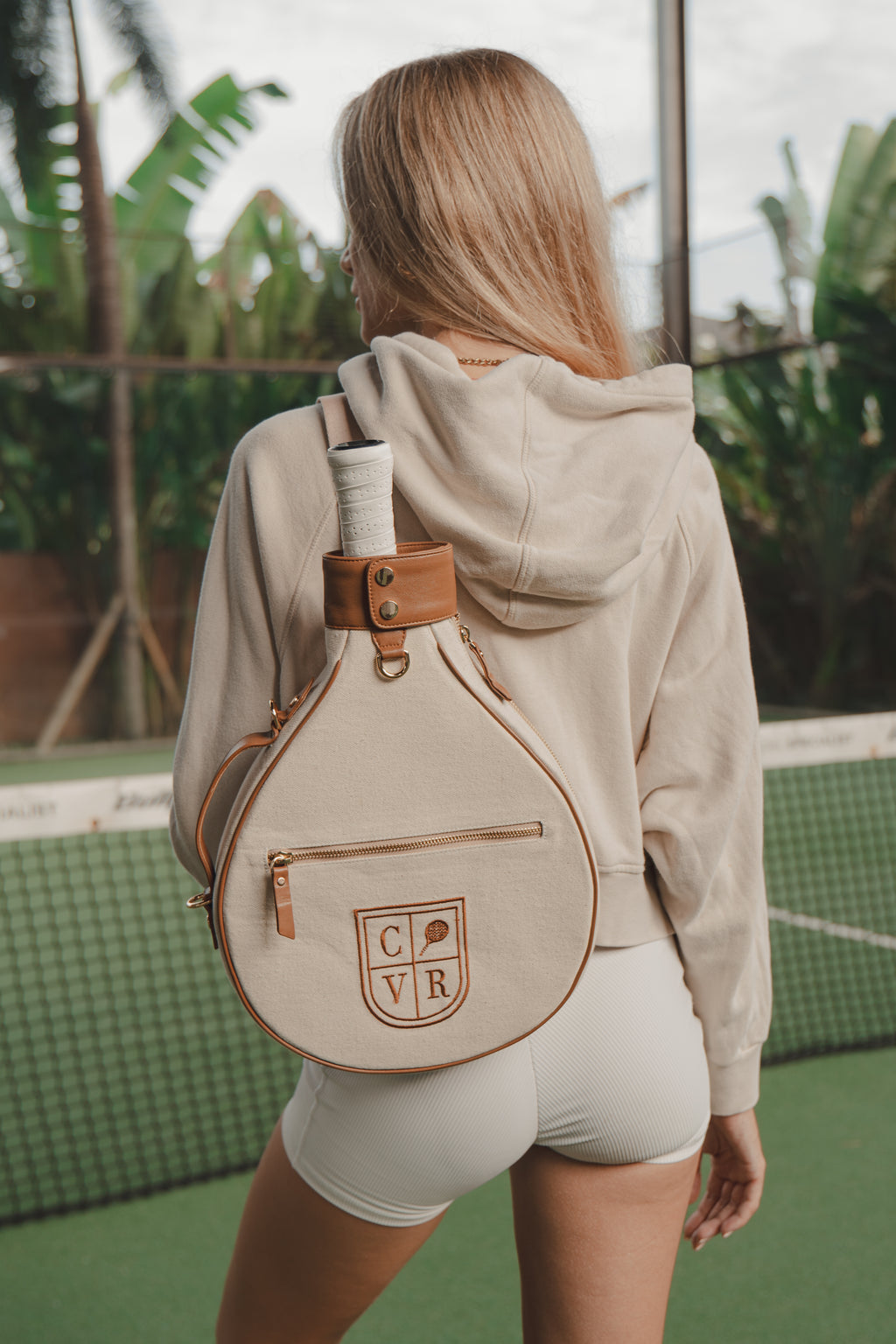 Natural Canvas & Light Brown Leather Padel Racket Cover - PRE ORDER