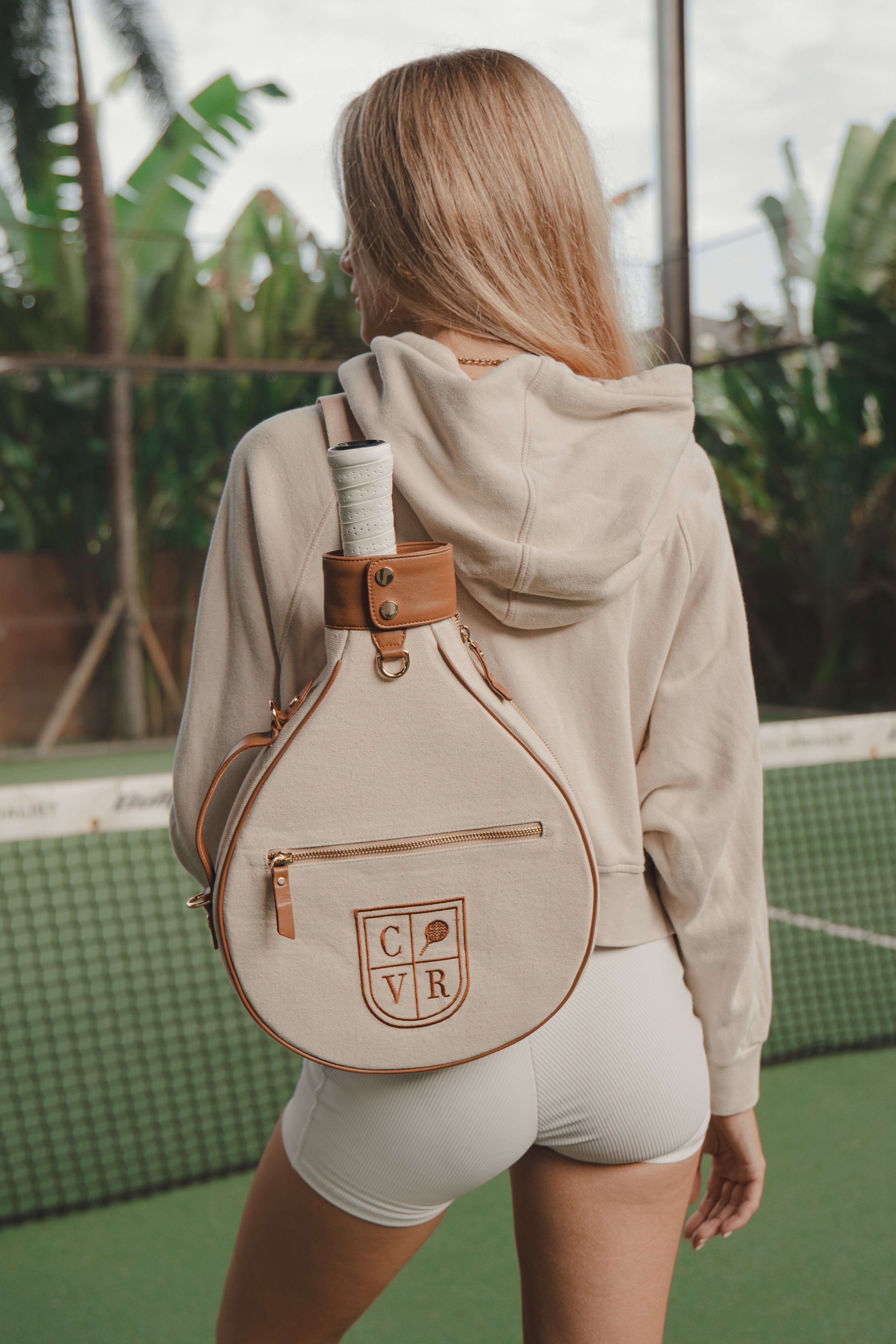 Natural Canvas & Light Brown Leather Padel Racket Cover - PRE ORDER