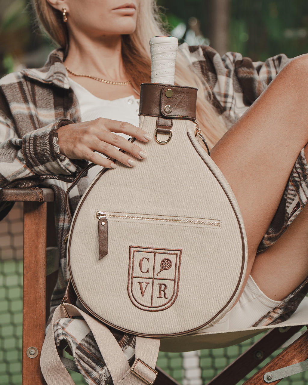 Natural Canvas & Dark Brown Leather Padel Racket Cover - PRE ORDER