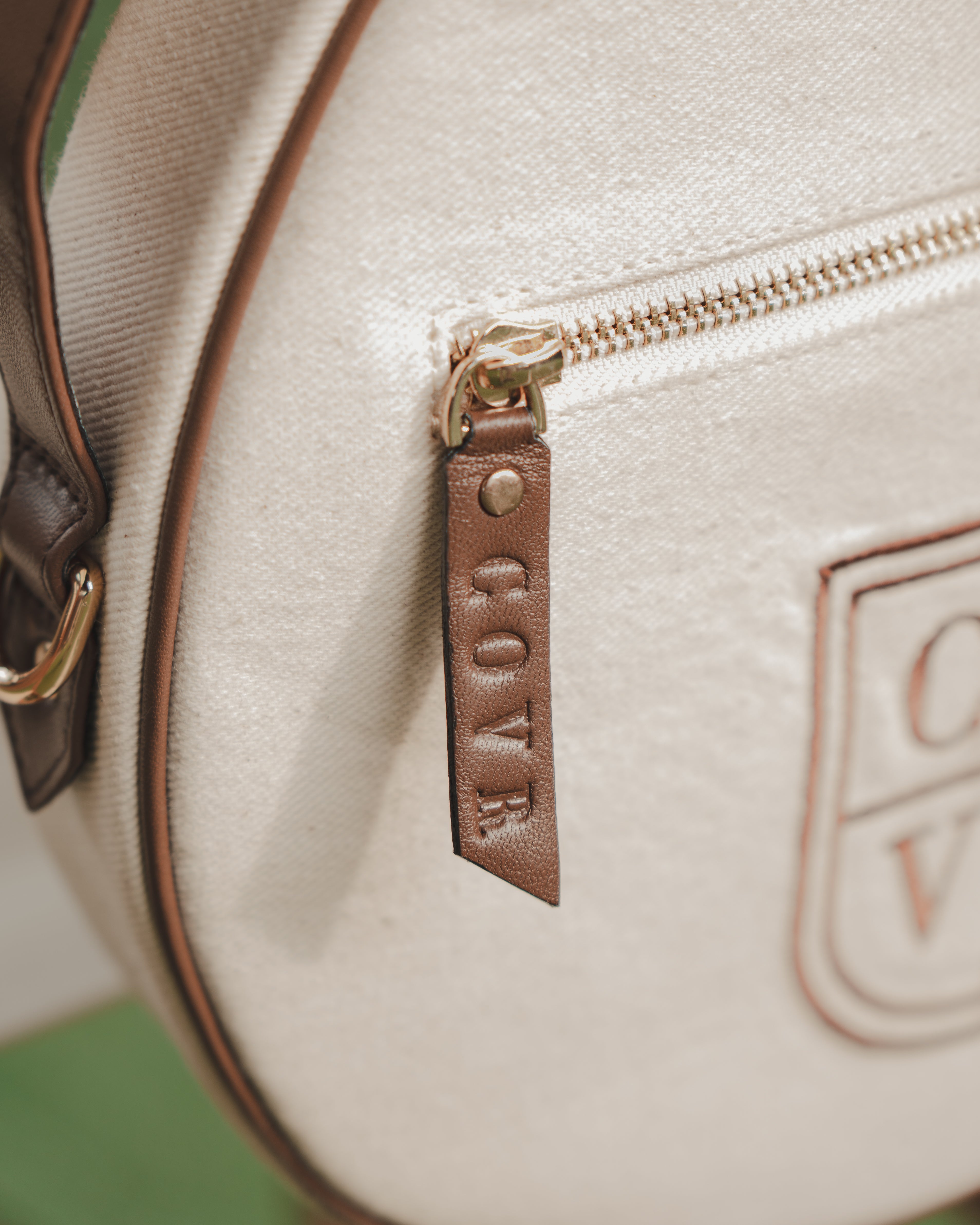 Natural Canvas & Dark Brown Leather Padel Racket Cover - PRE ORDER