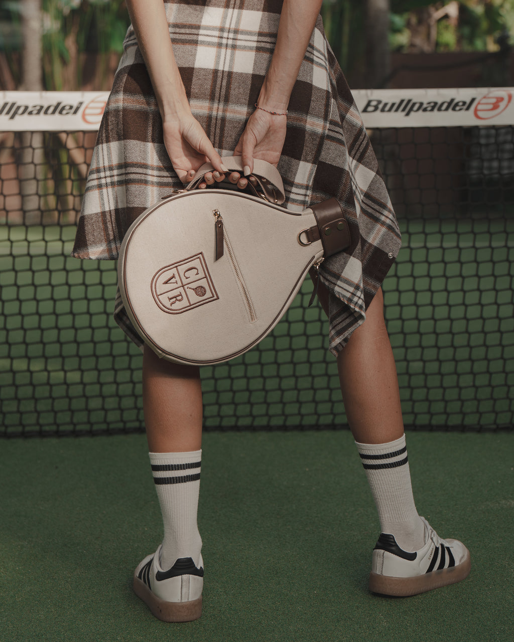 Natural Canvas & Dark Brown Leather Padel Racket Cover - PRE ORDER