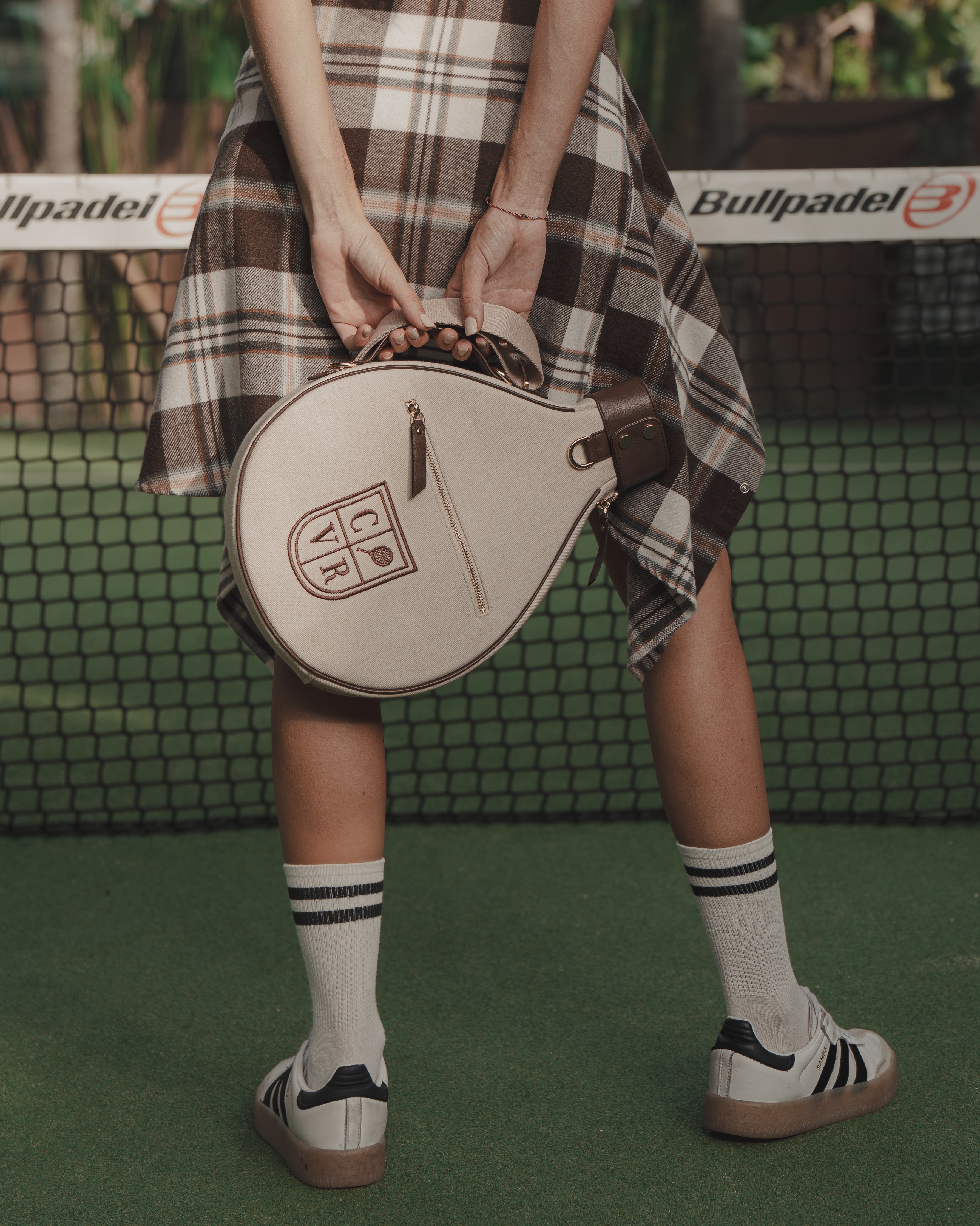 Natural Canvas & Dark Brown Leather Padel Racket Cover - PRE ORDER