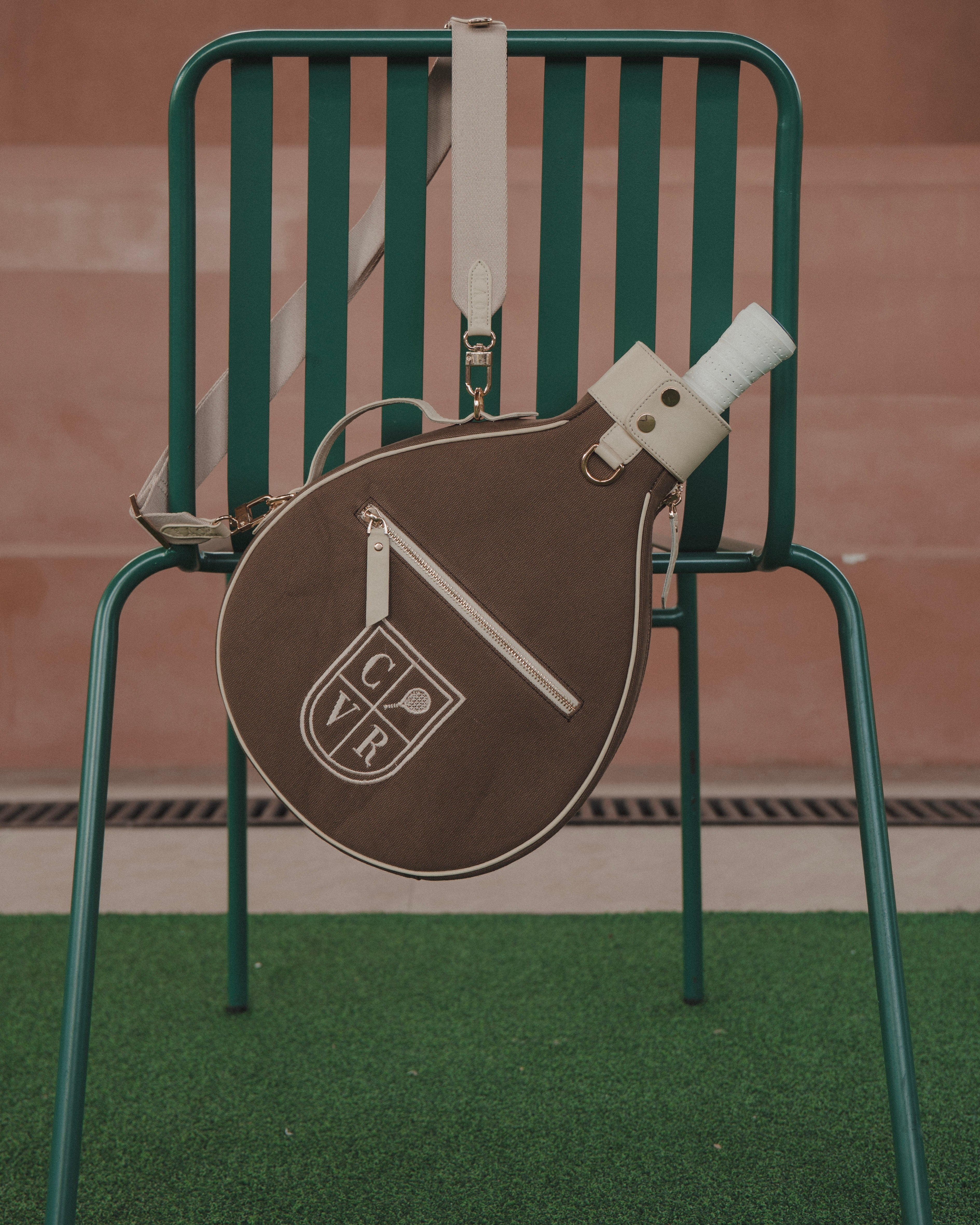 Brown Canvas & Crème Leather Padel Racket Cover - PRE ORDER