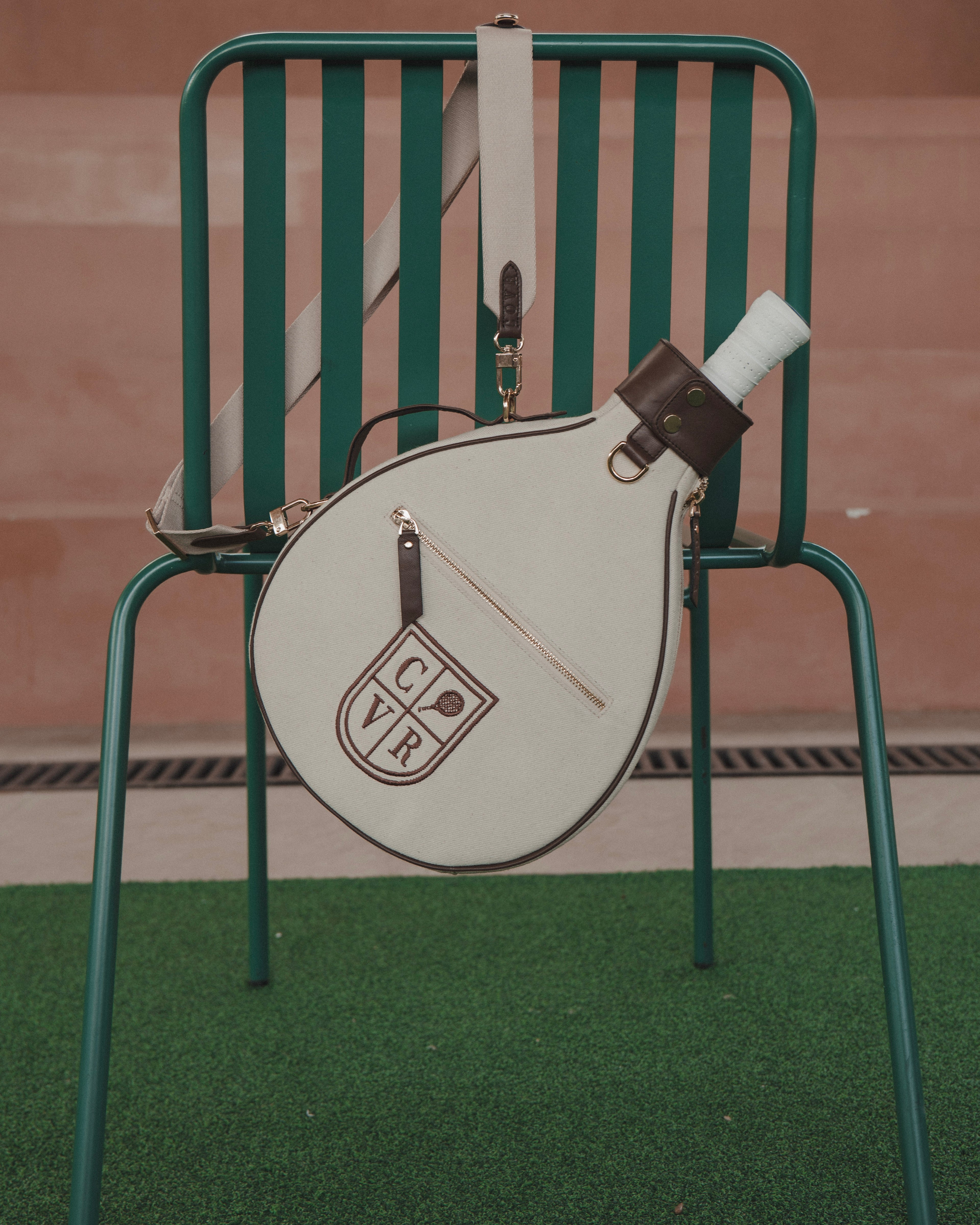 Natural Canvas & Dark Brown Leather Padel Racket Cover - PRE ORDER